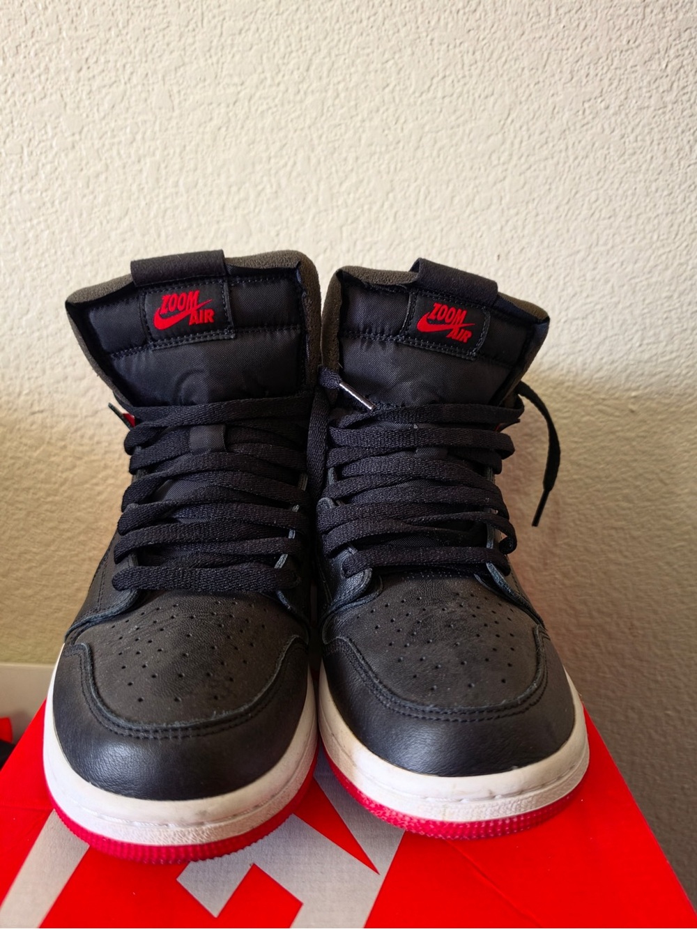 Nike Black and Red High-Top Zoom Air Sneakers